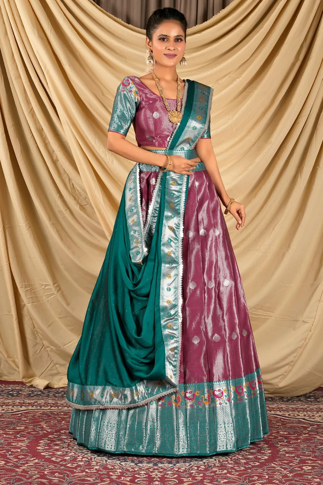 Rani Zari Banarasi Silk Half Saree For Women