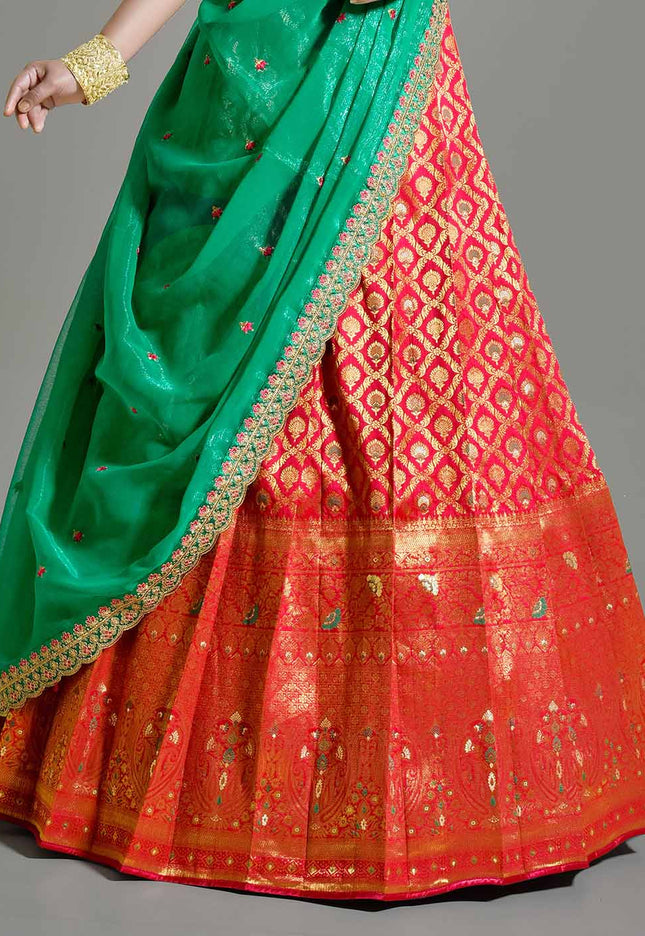 Red Kanjivaram Lehenga Choli