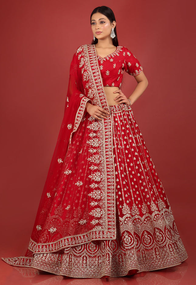 Red New Party Wear Lehenga