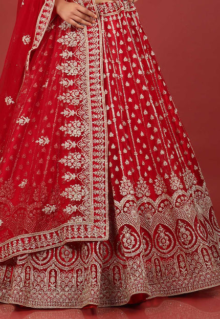 Red New Party Wear Lehenga