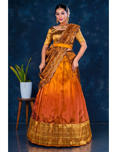 Rust Tissue Silk Designer Lehenga Choli For Women