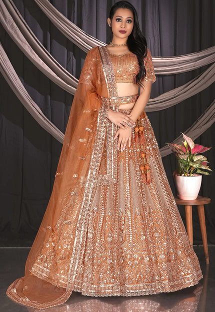 Rust Traditional Lehenga Choli For Weddings