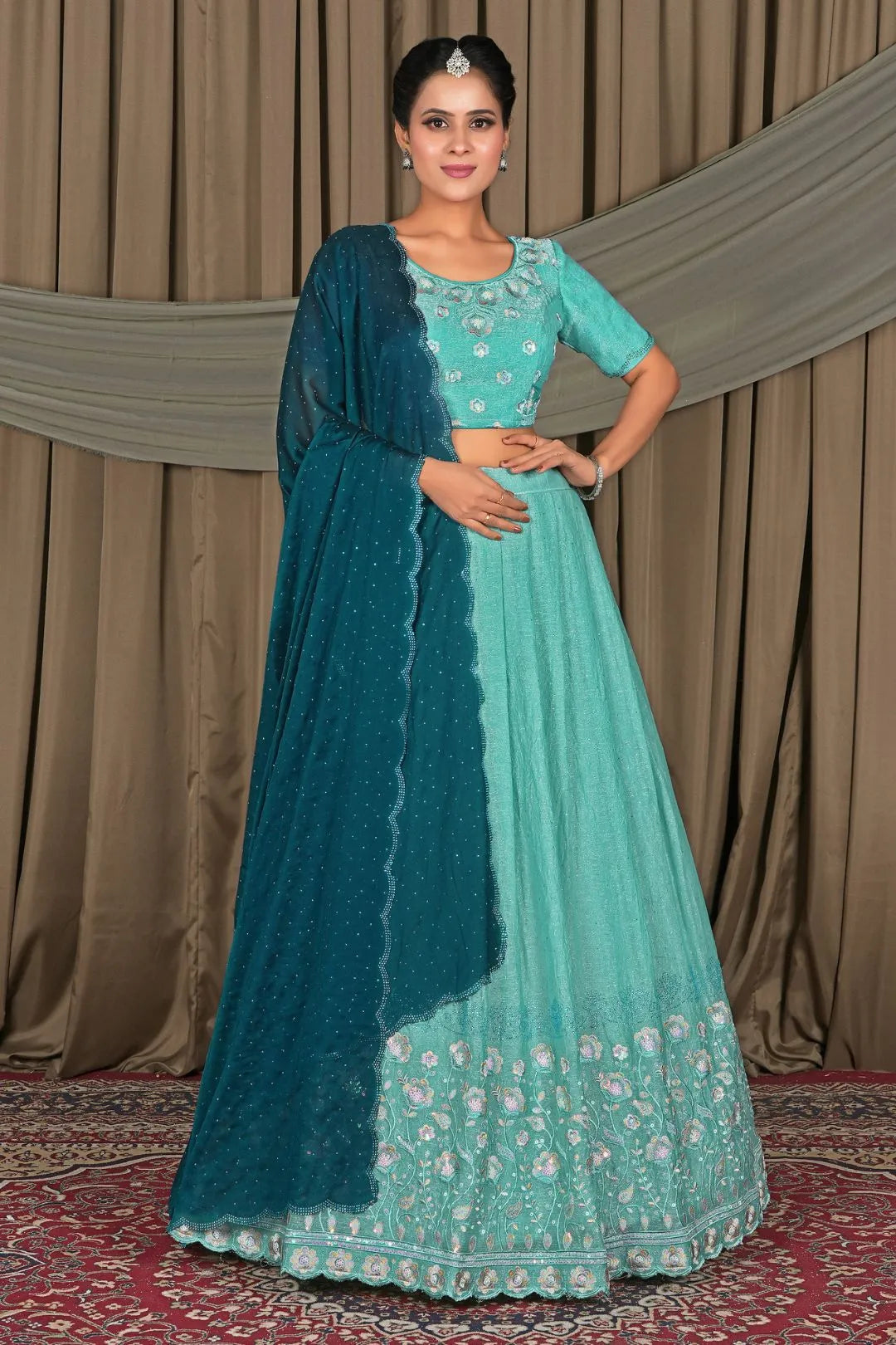 Sea Green Elegance Latest Fendy Lehenga Choli for Party Wear