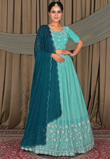 Sea Green Elegance Latest Fendy Lehenga Choli for Party Wear