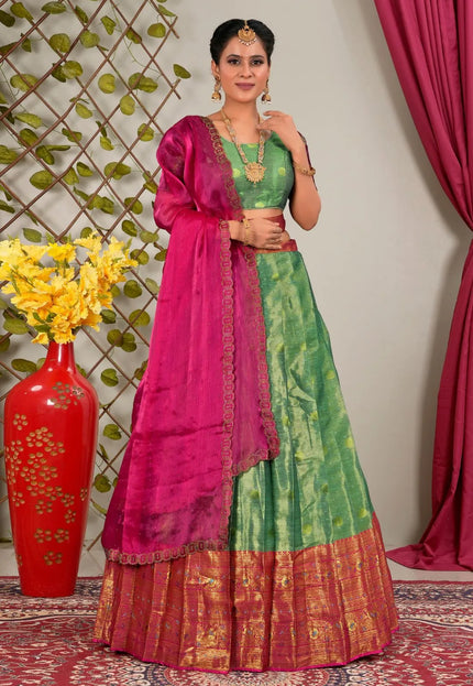 Sea Green Latest Lehenga Choli in Jacquard Banarasi Silk