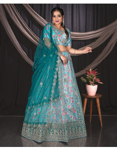 Sea Green Party Wear Lehenga Choli For Women
