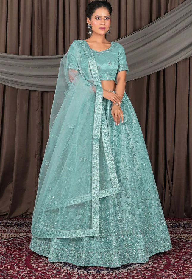 Sea Green Party wear Heavy designer Net Lehenga Choli