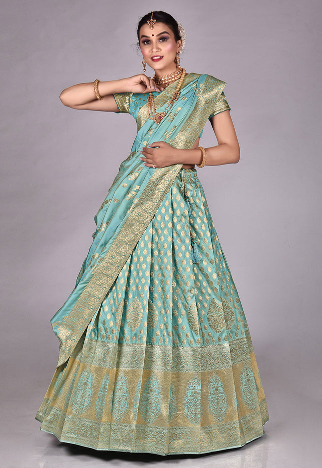 Sky Blue Banarasi Half Saree