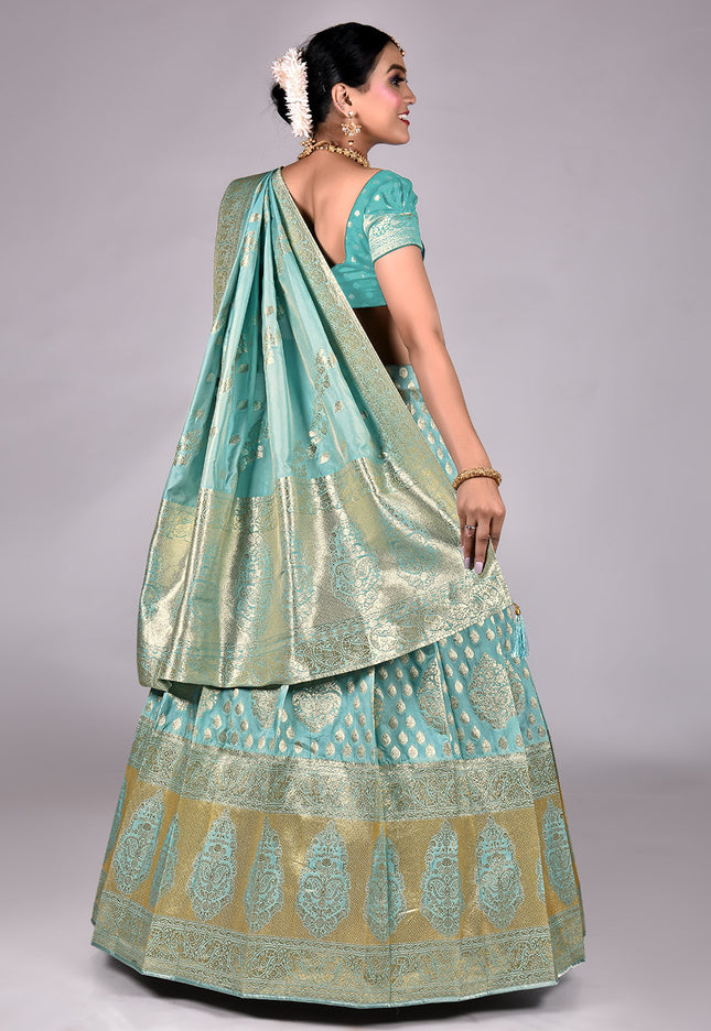 Sky Blue Banarasi Half Saree