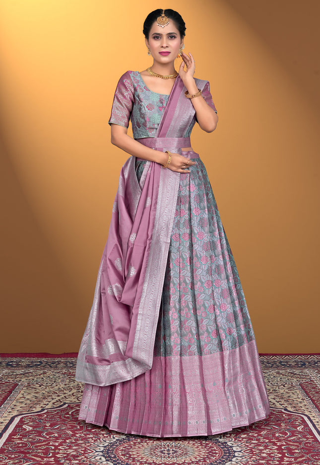 Woman wearing a traditional lehenga choli