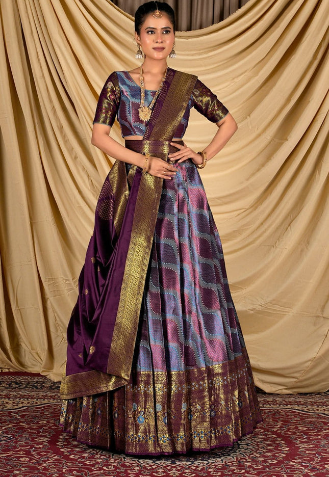 Woman wearing a traditional lehenga choli