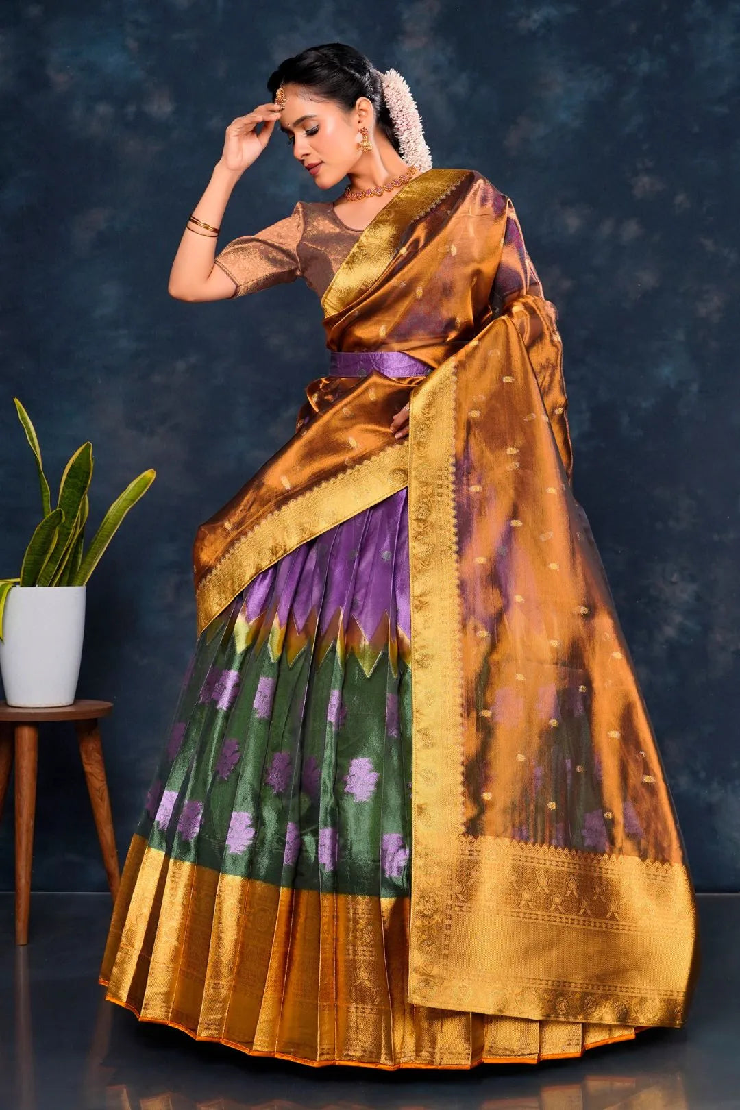 Purple Tissue Silk Designer Lehenga Choli For Women