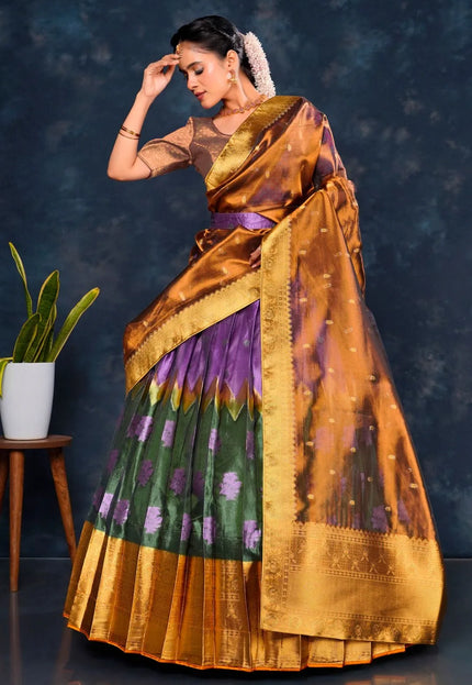 Purple Tissue Silk Designer Lehenga Choli For Women