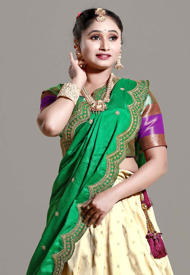 Chiku Banarasi Pattu Lehenga