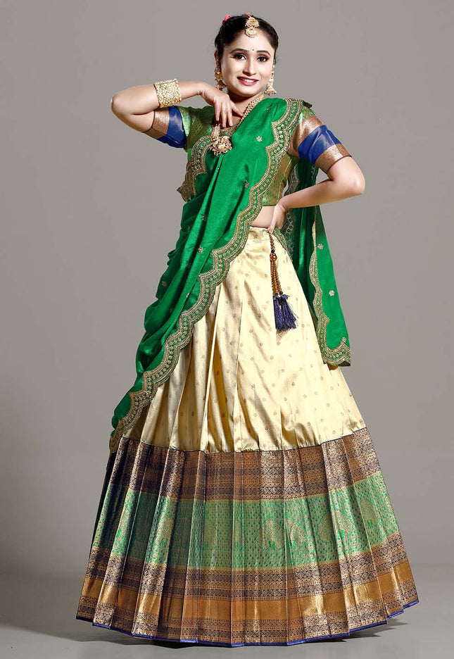 Chiku Banarasi Pattu Lehenga