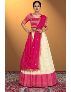 Tussar Banarasi Silk Half Saree With Zari Weaving