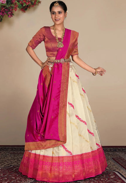 Tussar Banarasi Silk Zari Woven Lehenga For Women