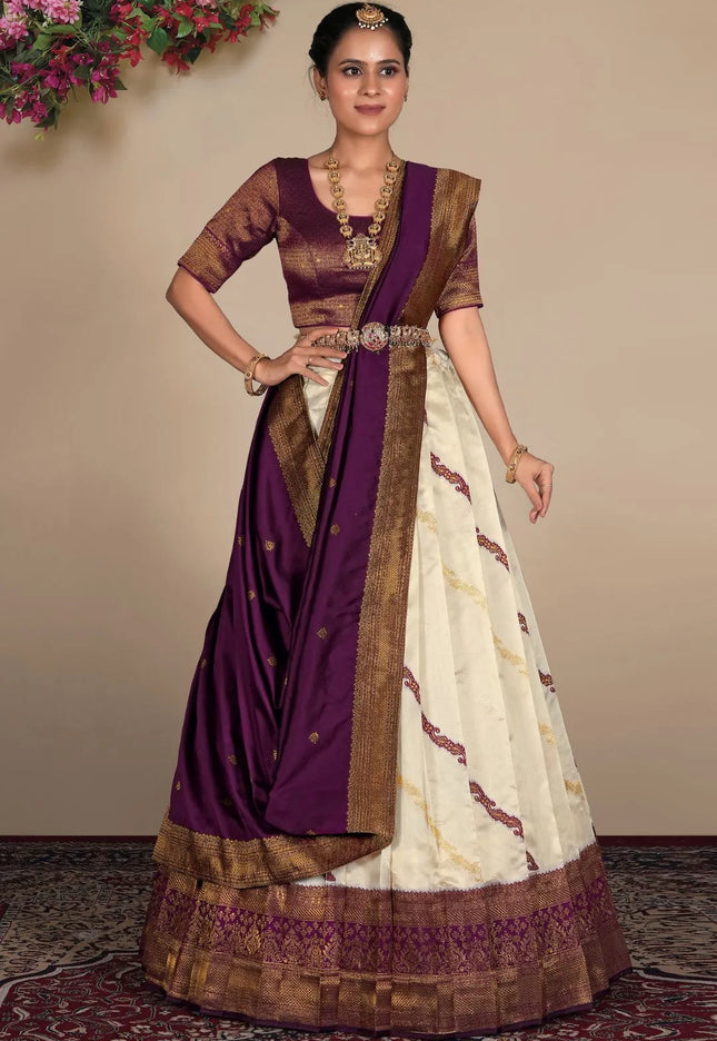 Tussar Banarasi Silk Zari Woven Lehenga For Women