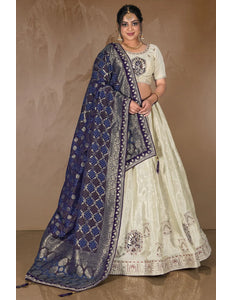 Off White Viscose Fabric Lehenga Choli For Women