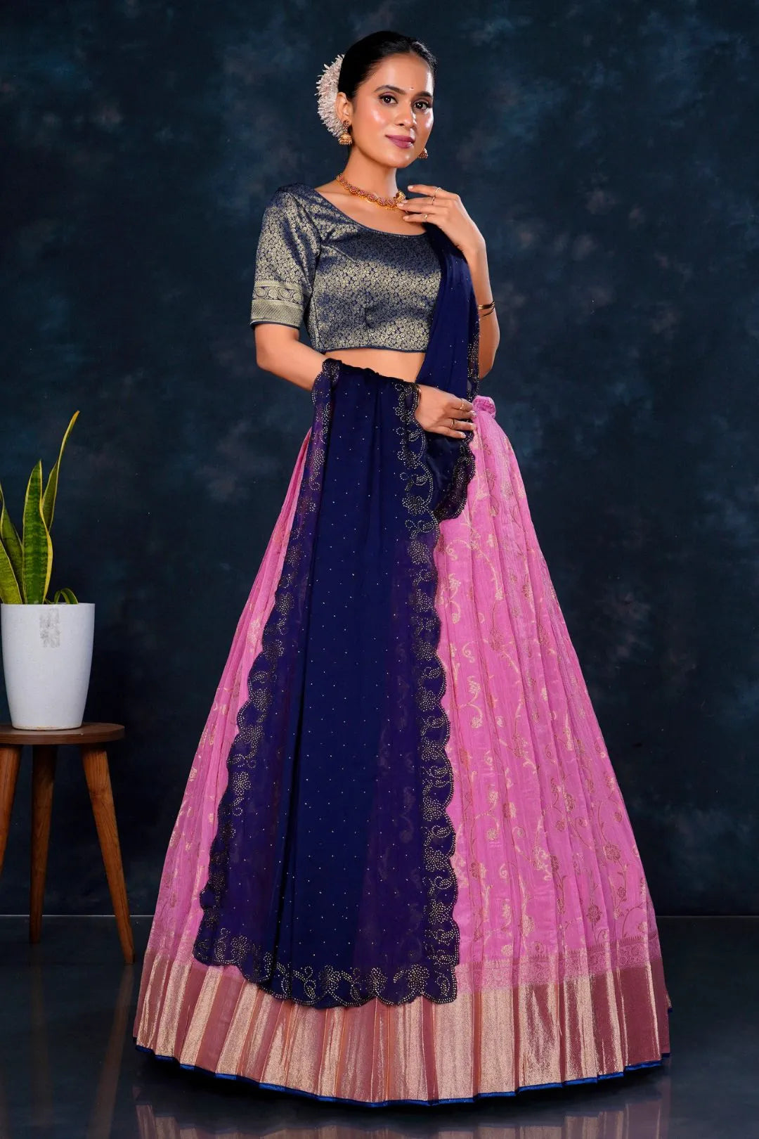 Pink Viscose Silk Lehenga Choli With Zari Work
