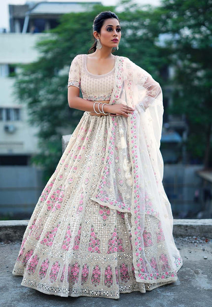 White Party wear Lehenga Choli