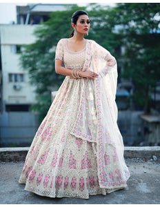 White Party wear Lehenga Choli