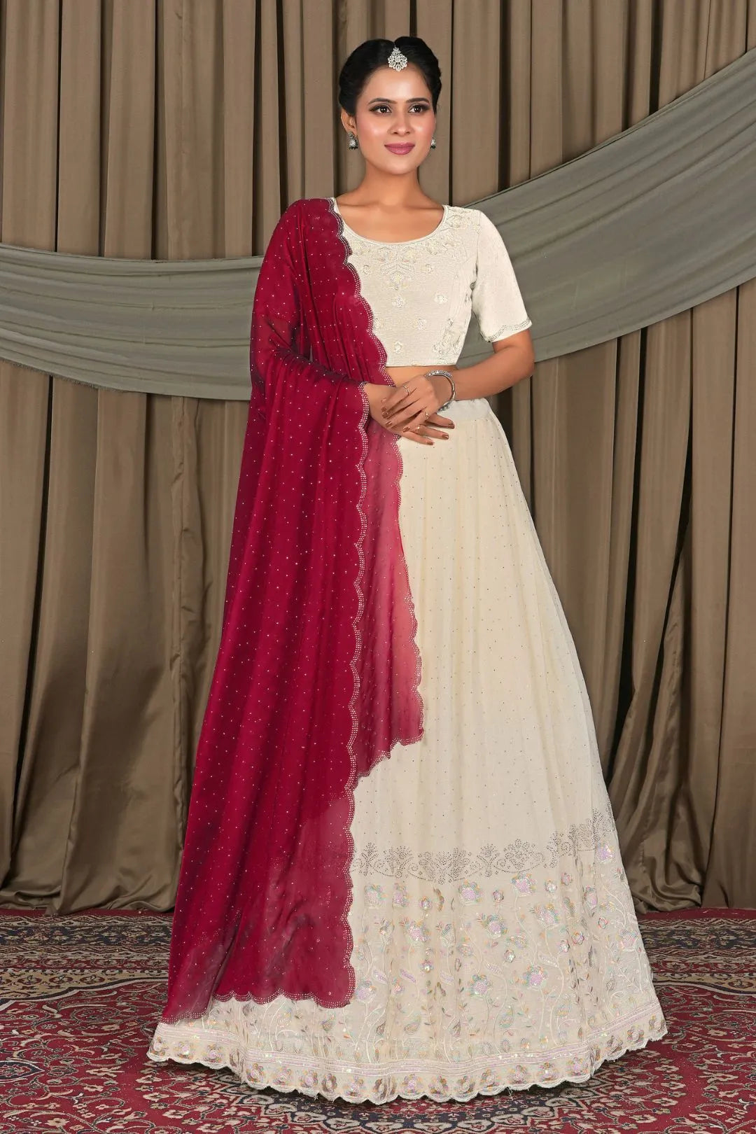 White Elegance Latest Fendy Lehenga Choli for Party Wear