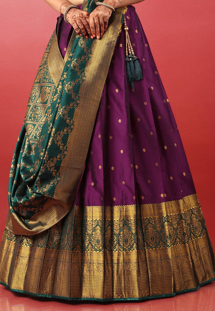 Wine Banarasi Lehenga Choli