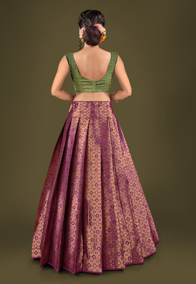 Wine Brocade Lehenga Choli
