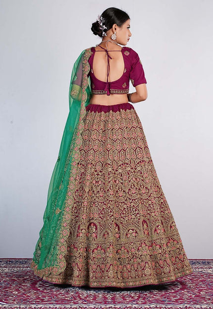 Wine Exclusive Net Lehenga Choli