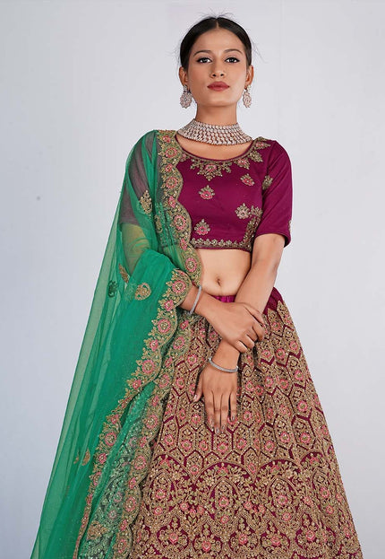 Wine Exclusive Net Lehenga Choli