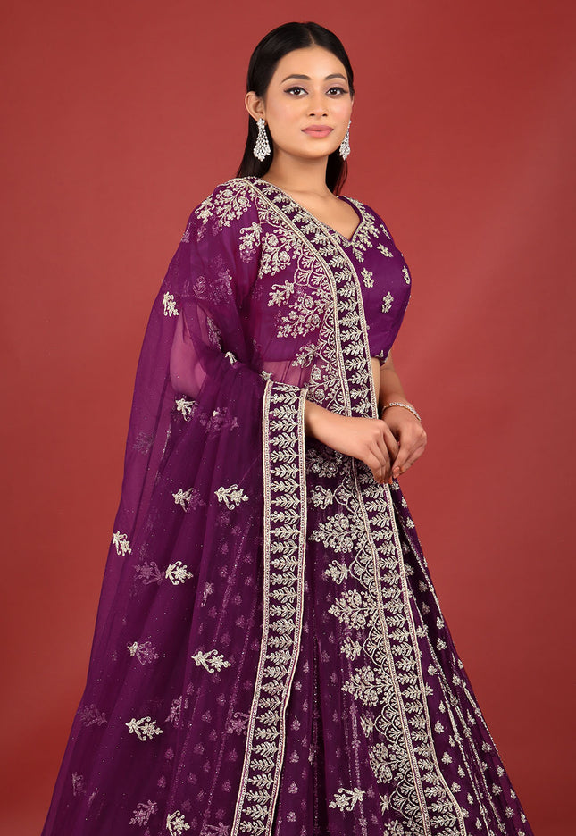Wine New Party Wear Lehenga