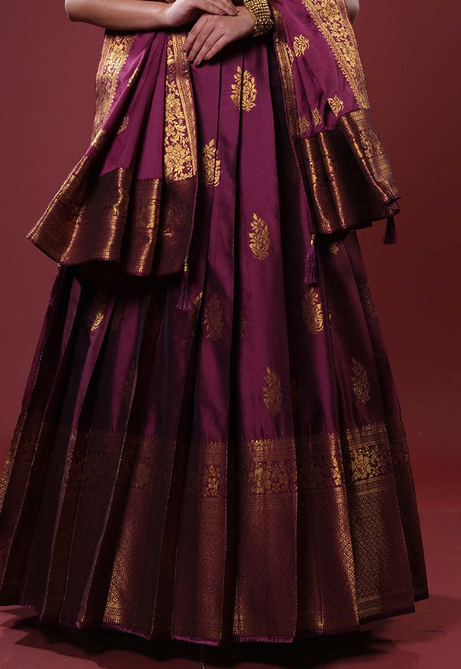 Wine Banarasi Gown