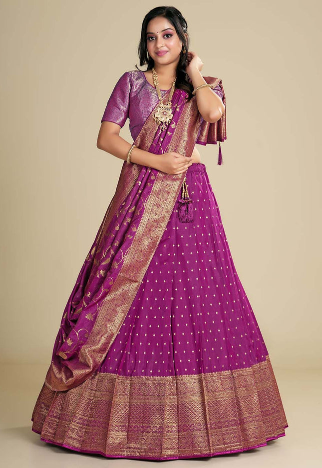 Wine Banarasi Pattu Lehenga