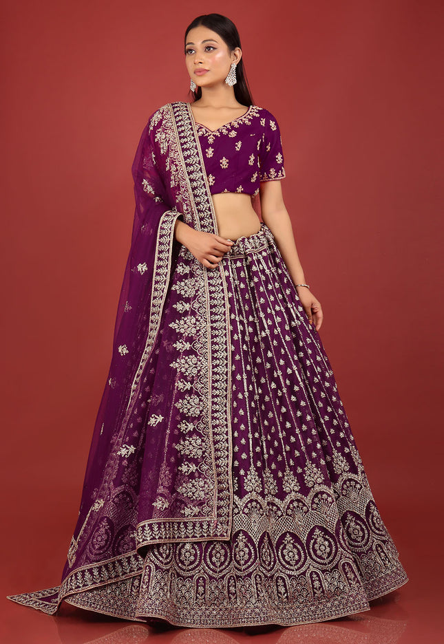 Wine New Party Wear Lehenga