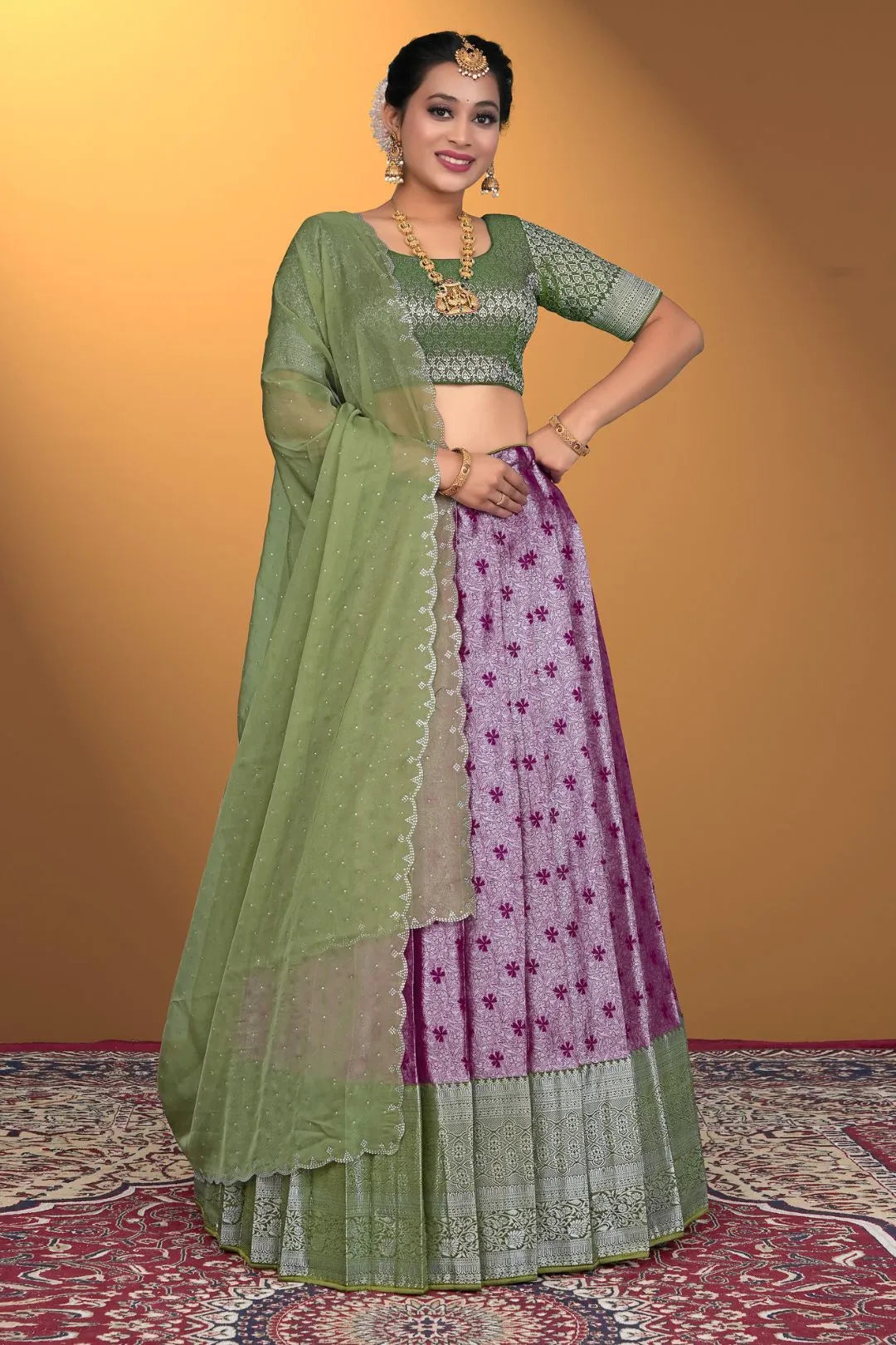 Wine Banarasi Silk Latest Lehenga Choli With Zari Work