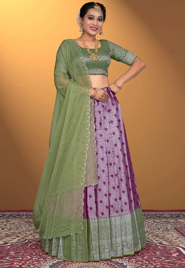 Wine Banarasi Silk Latest Lehenga Choli With Zari Work