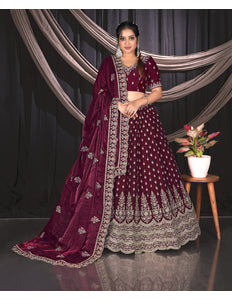 Wine Designer Fendy Lehenga Choli For Partys