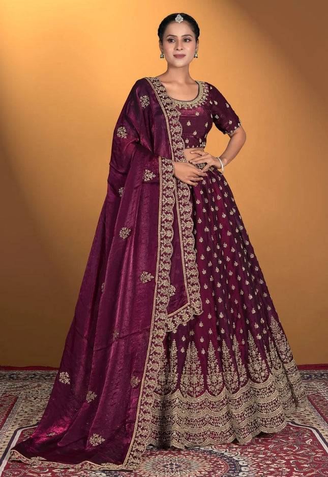 Wine Fendy Fabric Lehenga Choli For Women