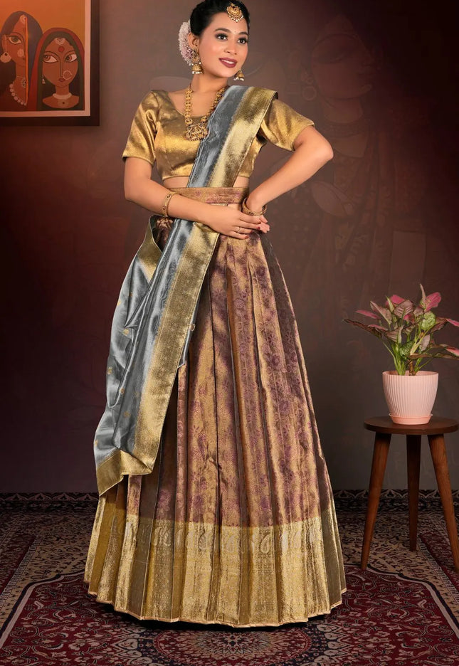 Woman in traditional attire lehenga choli with dupatta