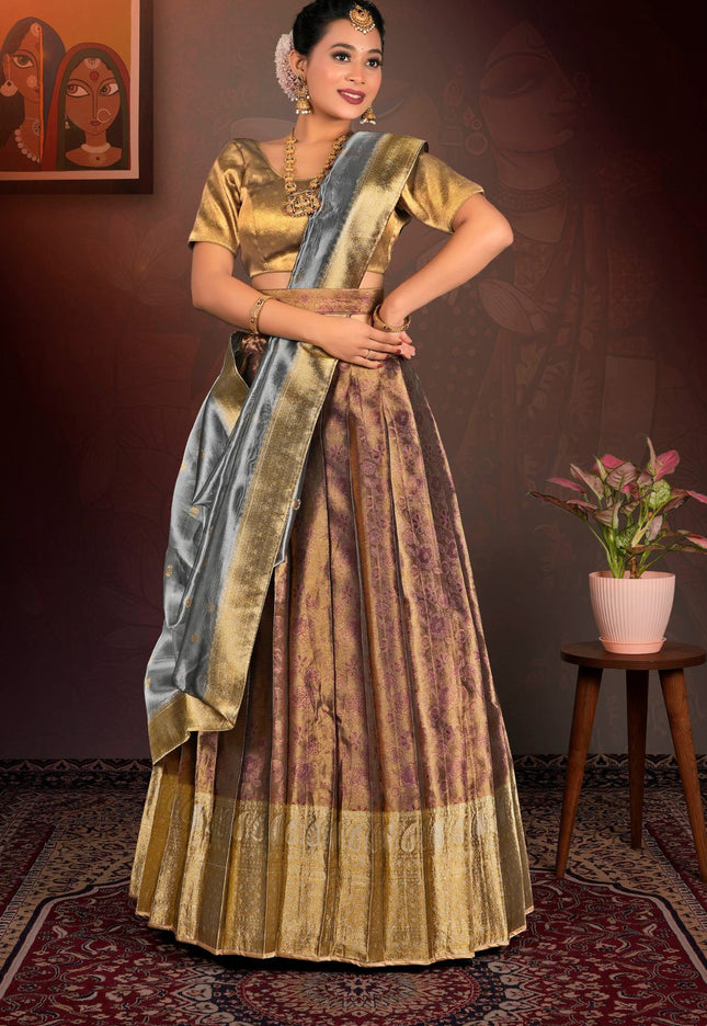 Woman in traditional attire lehenga choli with dupatta