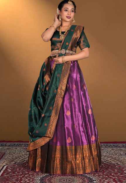 Wine Tissue Silk Zari Work Lehenga Choli