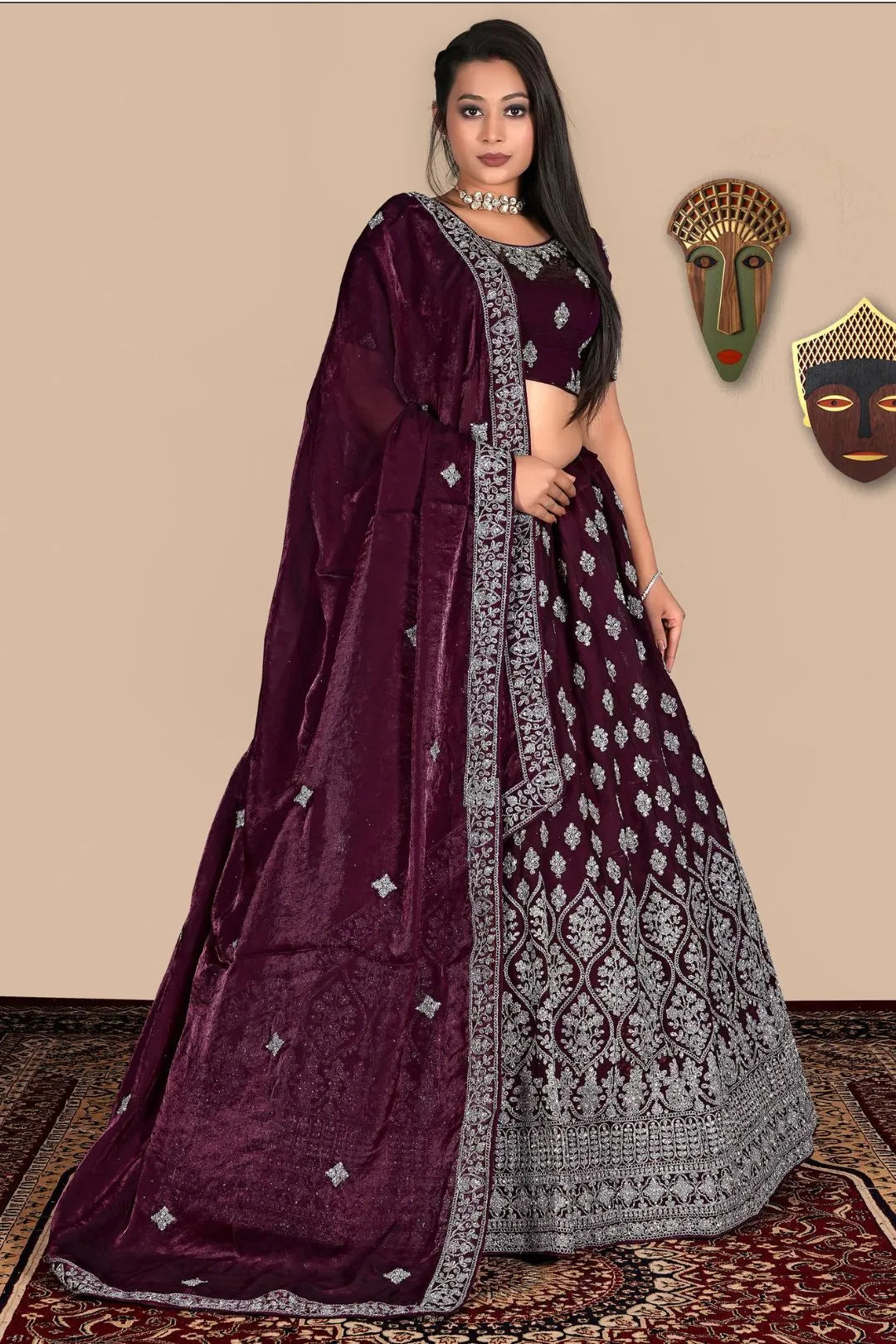 Wine Traditional Fendy Silk Lehenga Choli