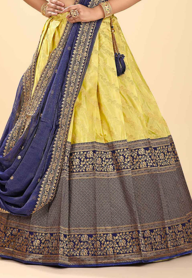 Yellow Banarasi Half Saree