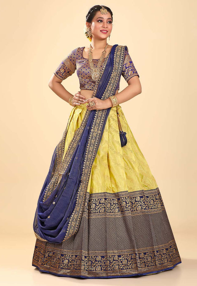 Yellow Banarasi Half Saree
