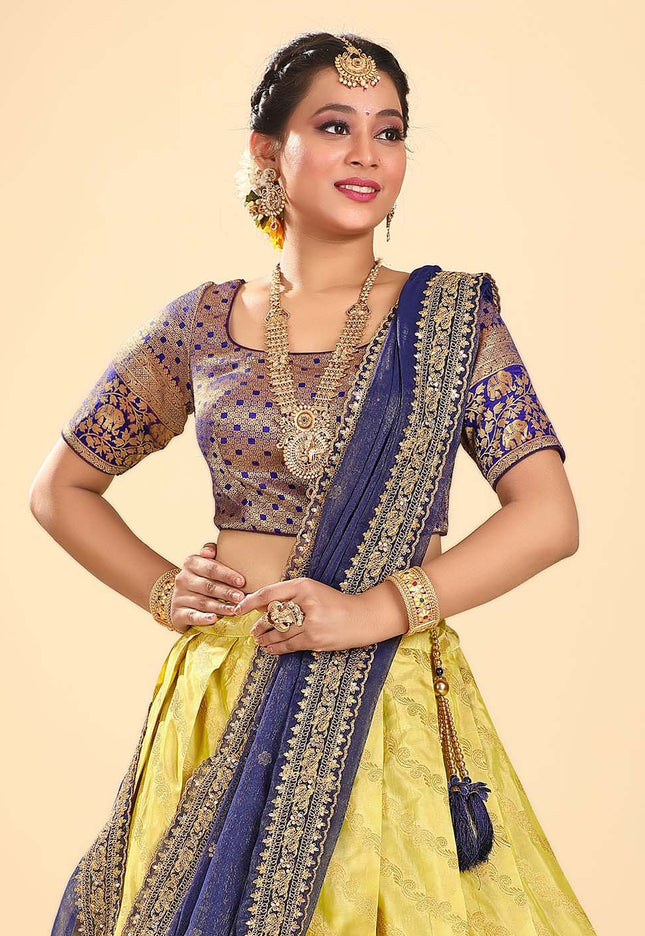 Yellow Banarasi Half Saree