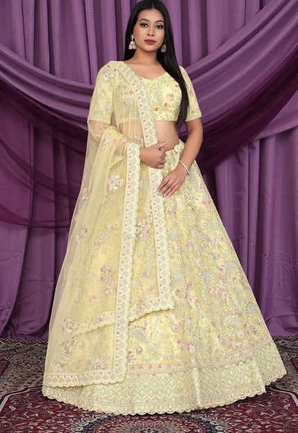 Yellow Latest Heavy Net Lehenga Choli For Women