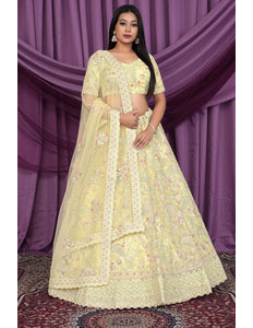 Yellow Latest Heavy Net Lehenga Choli For Women