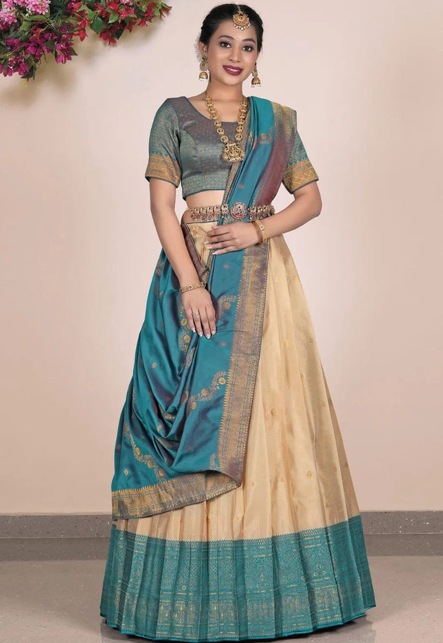 Chiku Banarasi Silk Zari Lehenga Choli For Women - Gajiwala