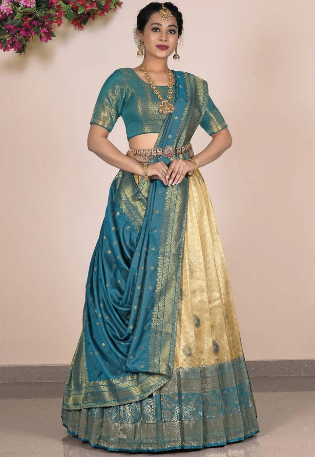 Chiku Self Jacquard Traditional Banarasi Lehenga Choli - Gajiwala